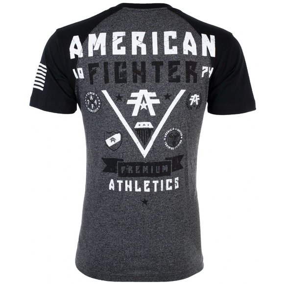 American Fighter Mens T-Shirt MICHIGAN Athletic BLACK GREY Biker MMA - Picture 2 of 7